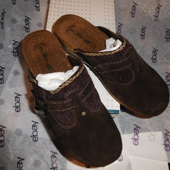 SALE! - NEW 9M FLEXUS BY SPRING STEP BROWN SUEDE HESTIA CLOG NEW IN BOX - Picture 4 of 8